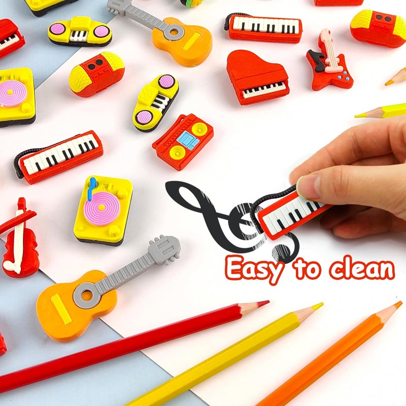 Satomoto 30 pcs Musical Erasers for Kids Classroom Prizes，Puzzle Eraser 3D Take Apart Musical Instrument Pencil Erasers for Kids Classroom Prizes, Class Treasure Box,Game Rewards,Party Favors - Image 3